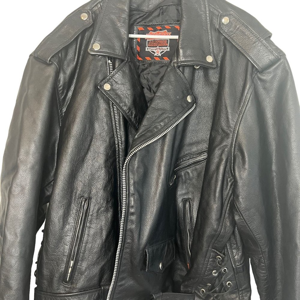 Interstate Leather Men's Motorcycle Leather Jacket Size 54 (XL) - Picture 3 of 16